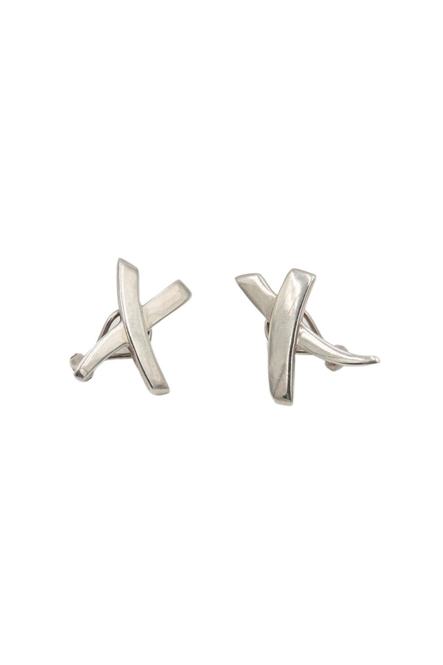 Vintage 1985 Paloma Picasso For Tiffany & Co. Sterling Silver Kiss X Earrings